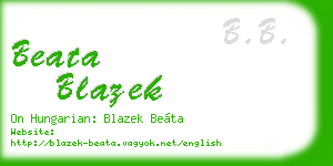 beata blazek business card